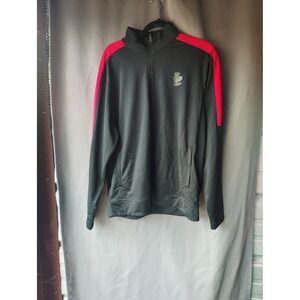 BCG Mens Quarter Zip Track Jacket Black Red Stripe Athletic Pullover Large